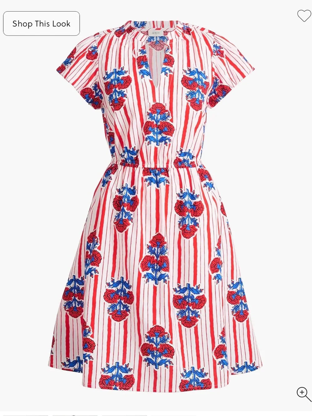 J. Crew Willa Red, Blue & White Floral-Stripe Mini Dress